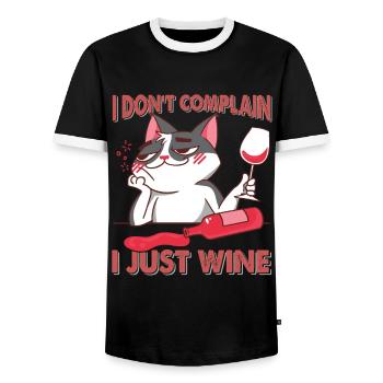 Je ne me plains pas, je ne fais que du vin - Chat - Flirt - T-shirt contrasté Homme - noir/blanc - Devant - AI Model Female 172 light (172cm) & AI Model Male 178 light (178cm)