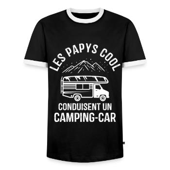 Les Papys Cool Conduisent Un Camping-car - T-shirt contrasté Homme - noir/blanc - Devant - AI Model Female 172 light (172cm) & AI Model Male 178 light (178cm)