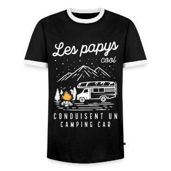 Les Papys Cool Conduisent Un Camping-car - T-shirt contrasté Homme - noir/blanc - Devant - AI Model Female 172 light (172cm) & AI Model Male 178 light (178cm)
