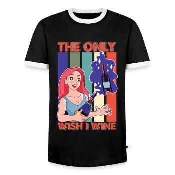 The Only Wish I Wine - Träumerei - Tagträumerei - Männer Kontrast-T-Shirt - Schwarz/Weiß - Vorne - AI Model Female 172 light (172cm) & AI Model Male 178 light (178cm)