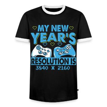 Ma résolution du Nouvel An est de 3840 x 2160 - Joueur - T-shirt contrasté Homme - noir/blanc - Devant - AI Model Female 172 light (172cm) & AI Model Male 178 light (178cm)