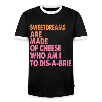 Sweetdreams Are Made Of Cheese - Pizza Jokes - Men's Ringer Shirt - black/white - Front - AI Model Female 172 light (172cm) & AI Model Male 178 light (178cm)