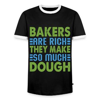 Bakers Are Rich, They Make So Much Dough - Baking - Men's Ringer Shirt - black/white - Front - AI Model Female 172 light (172cm) & AI Model Male 178 light (178cm)