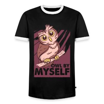 Owl By Myself - Drôle d’oiseau bizarre - Ornithol - T-shirt contrasté Homme - noir/blanc - Devant - AI Model Female 172 light (172cm) & AI Model Male 178 light (178cm)