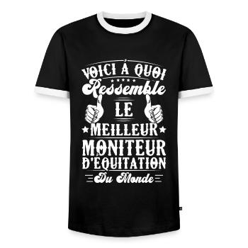 Le meilleur moniteur d'équitation du monde - T-shirt contrasté Homme - noir/blanc - Devant - AI Model Female 172 light (172cm) & AI Model Male 178 light (178cm)