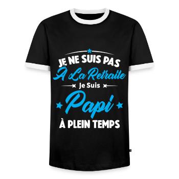 Je Ne Suis Pas À La Retraite, Papi À Plein Temps - T-shirt contrasté Homme - noir/blanc - Devant - AI Model Female 172 light (172cm) & AI Model Male 178 light (178cm)