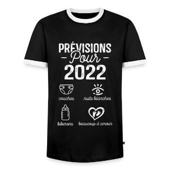 2022 Annonce Grossesse Papa Annonces Grossesse - T-shirt contrasté Homme - noir/blanc - Devant - AI Model Female 172 light (172cm) & AI Model Male 178 light (178cm)