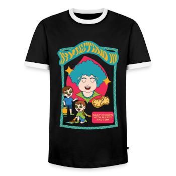 Hypnotism 101 - Daily Chores With Mandy And Tom - Männer Kontrast-T-Shirt - Schwarz/Weiß - Vorne - AI Model Female 172 light (172cm) & AI Model Male 178 light (178cm)