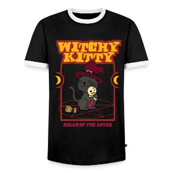 Witchy Kitty - Souverain de l’abîme - T-shirt contrasté Homme - noir/blanc - Devant - AI Model Female 172 light (172cm) & AI Model Male 178 light (178cm)
