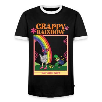 Crappy Rainbow - Devenez riche rapidement - Leprechaun - T-shirt contrasté Homme - noir/blanc - Devant - AI Model Female 172 light (172cm) & AI Model Male 178 light (178cm)