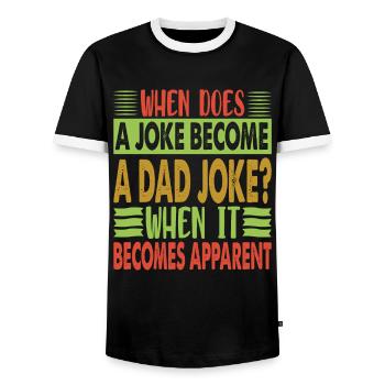 When Does A Joke Become A Dad Joke? Child education - Men's Ringer Shirt - black/white - Front - AI Model Female 172 light (172cm) & AI Model Male 178 light (178cm)
