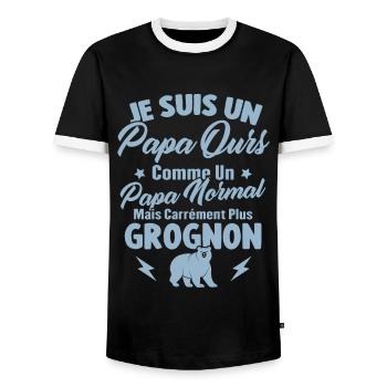Je Suis Un Papa Ours Comme Un Papa Normal - T-shirt contrasté Homme - noir/blanc - Devant - AI Model Female 172 light (172cm) & AI Model Male 178 light (178cm)