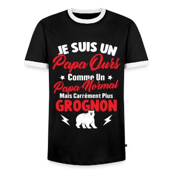 Je Suis Un Papa Ours Comme Un Papa Normal - T-shirt contrasté Homme - noir/blanc - Devant - AI Model Female 172 light (172cm) & AI Model Male 178 light (178cm)