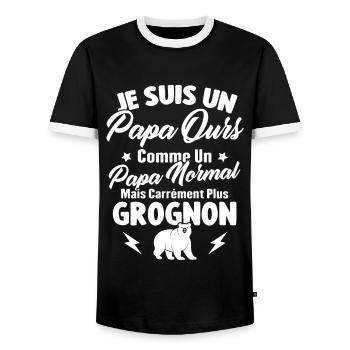 Je Suis Un Papa Ours Comme Un Papa Normal - T-shirt contrasté Homme - noir/blanc - Devant - AI Model Female 172 light (172cm) & AI Model Male 178 light (178cm)