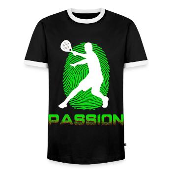 Padel - Men's Ringer Shirt - black/white - Front - AI Model Female 172 light (172cm) & AI Model Male 178 light (178cm)