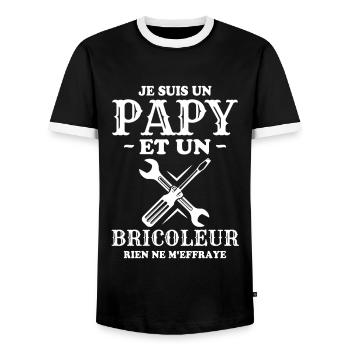Je suis un Papy et un Bricoleur Cadeau grand-père - T-shirt contrasté Homme - noir/blanc - Devant - AI Model Female 172 light (172cm) & AI Model Male 178 light (178cm)