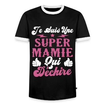 Je suis une super Mamie qui déchire - T-shirt contrasté Homme - noir/blanc - Devant - AI Model Female 172 light (172cm) & AI Model Male 178 light (178cm)