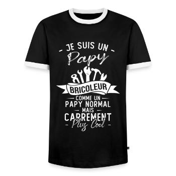 Papy bricoleur comme un papy normal - T-shirt contrasté Homme - noir/blanc - Devant - AI Model Female 172 light (172cm) & AI Model Male 178 light (178cm)