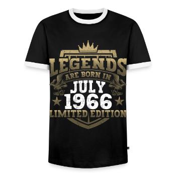 Légende Juillet 1966 56ème Anniversaire Cadeau Hommes - T-shirt contrasté Homme - noir/blanc - Devant - AI Model Female 172 light (172cm) & AI Model Male 178 light (178cm)