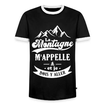 La montagne m'appelle et je dois y aller - T-shirt contrasté Homme - noir/blanc - Devant - AI Model Female 172 light (172cm) & AI Model Male 178 light (178cm)