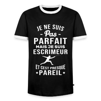 Je ne suis pas parfait mais je suis Escrimeur - T-shirt contrasté Homme - noir/blanc - Devant - AI Model Female 172 light (172cm) & AI Model Male 178 light (178cm)