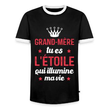 Grand-mère tu es l'étoile qui illumine ma vie - T-shirt contrasté Homme - noir/blanc - Devant - AI Model Female 172 light (172cm) & AI Model Male 178 light (178cm)