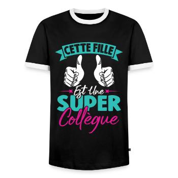 Cette Fille Est Une Super Collègue - T-shirt contrasté Homme - noir/blanc - Devant - AI Model Female 172 light (172cm) & AI Model Male 178 light (178cm)