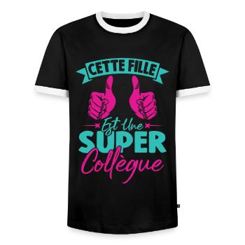Cette Fille Est Une Super Collègue - T-shirt contrasté Homme - noir/blanc - Devant - AI Model Female 172 light (172cm) & AI Model Male 178 light (178cm)