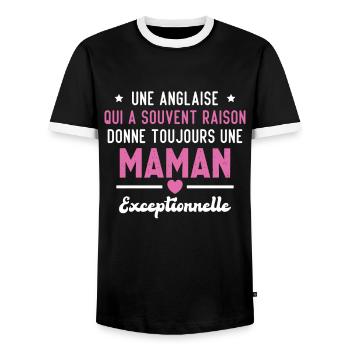 Une anglaise donne toujours maman exceptionnelle - T-shirt contrasté Homme - noir/blanc - Devant - AI Model Female 172 light (172cm) & AI Model Male 178 light (178cm)