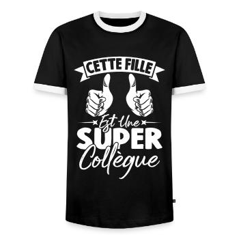 Cette Fille Est Une Super Collègue - T-shirt contrasté Homme - noir/blanc - Devant - AI Model Female 172 light (172cm) & AI Model Male 178 light (178cm)