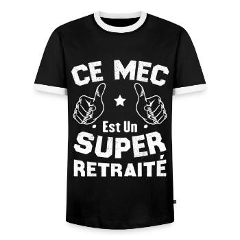 Ce mec est un super retraité - T-shirt contrasté Homme - noir/blanc - Devant - AI Model Female 172 light (172cm) & AI Model Male 178 light (178cm)