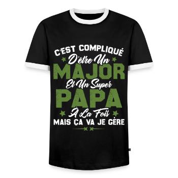 Papa Major Cadeau Humour Fête Des Pères - T-shirt contrasté Homme - noir/blanc - Devant - AI Model Female 172 light (172cm) & AI Model Male 178 light (178cm)