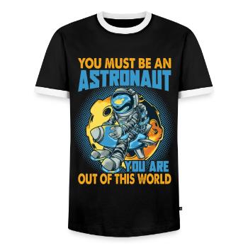 Vous devez être un astronaute - Blagues amusantes sur l’espace - T-shirt contrasté Homme - noir/blanc - Devant - AI Model Female 172 light (172cm) & AI Model Male 178 light (178cm)