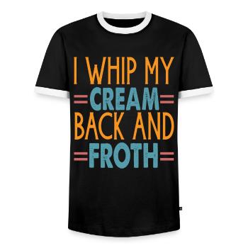 Je fouette ma crème en arrière et mousse - Blagues sur le café - T-shirt contrasté Homme - noir/blanc - Devant - AI Model Female 172 light (172cm) & AI Model Male 178 light (178cm)