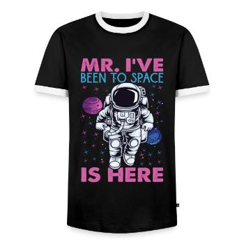 Mr. I've Been To Space Is Here - Astronaut Jokes - Men's Ringer Shirt - black/white - Front - AI Model Female 172 light (172cm) & AI Model Male 178 light (178cm)