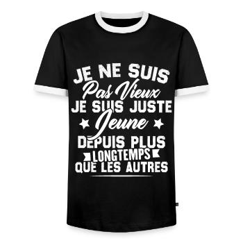 Je ne suis pas vieux je suis juste jeune - T-shirt contrasté Homme - noir/blanc - Devant - AI Model Female 172 light (172cm) & AI Model Male 178 light (178cm)
