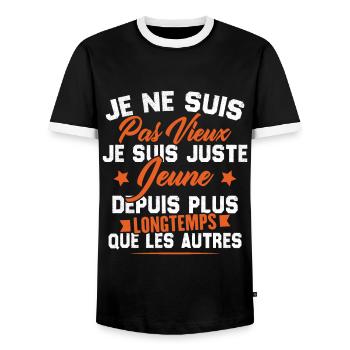 Je ne suis pas vieux je suis juste jeune - T-shirt contrasté Homme - noir/blanc - Devant - AI Model Female 172 light (172cm) & AI Model Male 178 light (178cm)