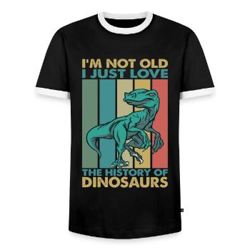 I'm Not Old, I Just Love The History Of Dinosaurs - Männer Kontrast-T-Shirt - Schwarz/Weiß - Vorne - AI Model Female 172 light (172cm) & AI Model Male 178 light (178cm)
