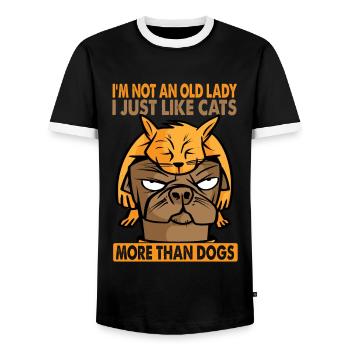 I'm Not Old, I Just Like Cats More Than Dogs - Männer Kontrast-T-Shirt - Schwarz/Weiß - Vorne - AI Model Female 172 light (172cm) & AI Model Male 178 light (178cm)