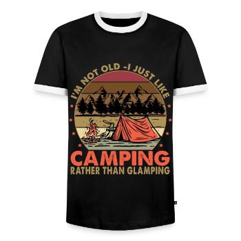 Je ne suis pas vieux, j’aime juste le camping - Glamping - T-shirt contrasté Homme - noir/blanc - Devant - AI Model Female 172 light (172cm) & AI Model Male 178 light (178cm)