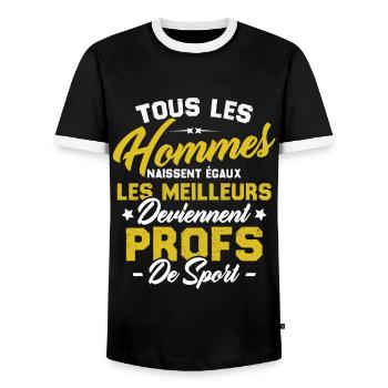 Les meilleurs hommes deviennent profs de sport - T-shirt contrasté Homme - noir/blanc - Devant - AI Model Female 172 light (172cm) & AI Model Male 178 light (178cm)
