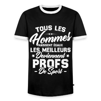 Les meilleurs hommes deviennent profs de sport - T-shirt contrasté Homme - noir/blanc - Devant - AI Model Female 172 light (172cm) & AI Model Male 178 light (178cm)