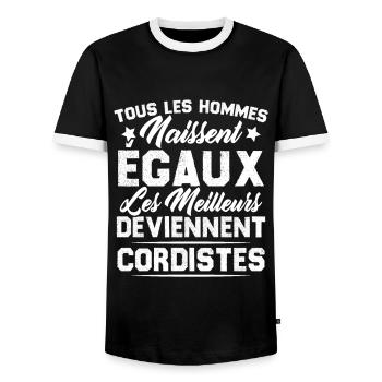 Les Meilleurs Hommes Deviennent Cordistes - T-shirt contrasté Homme - noir/blanc - Devant - AI Model Female 172 light (172cm) & AI Model Male 178 light (178cm)