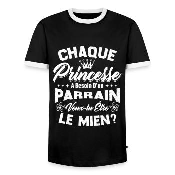 chaque princesse a besoin d'un parrain - T-shirt contrasté Homme - noir/blanc - Devant - AI Model Female 172 light (172cm) & AI Model Male 178 light (178cm)