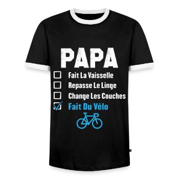 Papa cycliste fête des pères cadeau drôle vélo - T-shirt contrasté Homme - noir/blanc - Devant - AI Model Female 172 light (172cm) & AI Model Male 178 light (178cm)