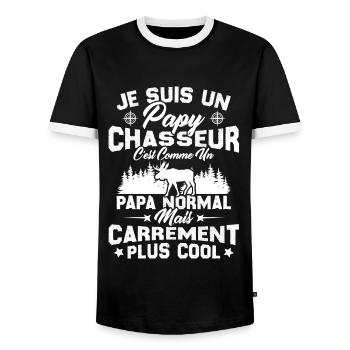 Papy chasseur comme papy normal mais plus cool - T-shirt contrasté Homme - noir/blanc - Devant - AI Model Female 172 light (172cm) & AI Model Male 178 light (178cm)