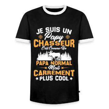 Papy chasseur comme papy normal mais plus cool - T-shirt contrasté Homme - noir/blanc - Devant - AI Model Female 172 light (172cm) & AI Model Male 178 light (178cm)