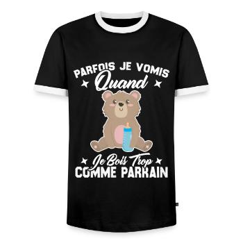 Parfois je vomis quand je bois trop comme parrain - T-shirt contrasté Homme - noir/blanc - Devant - AI Model Female 172 light (172cm) & AI Model Male 178 light (178cm)