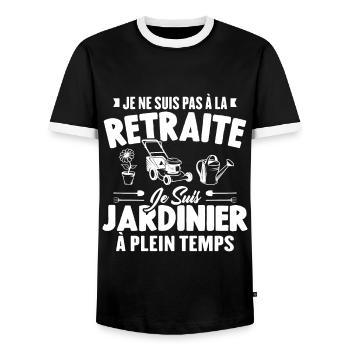 Je Ne Suis Pas À La Retraite Je Suis Jardinier - T-shirt contrasté Homme - noir/blanc - Devant - AI Model Female 172 light (172cm) & AI Model Male 178 light (178cm)
