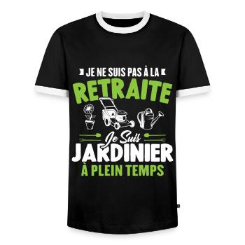Je Ne Suis Pas À La Retraite Je Suis Jardinier - T-shirt contrasté Homme - noir/blanc - Devant - AI Model Female 172 light (172cm) & AI Model Male 178 light (178cm)